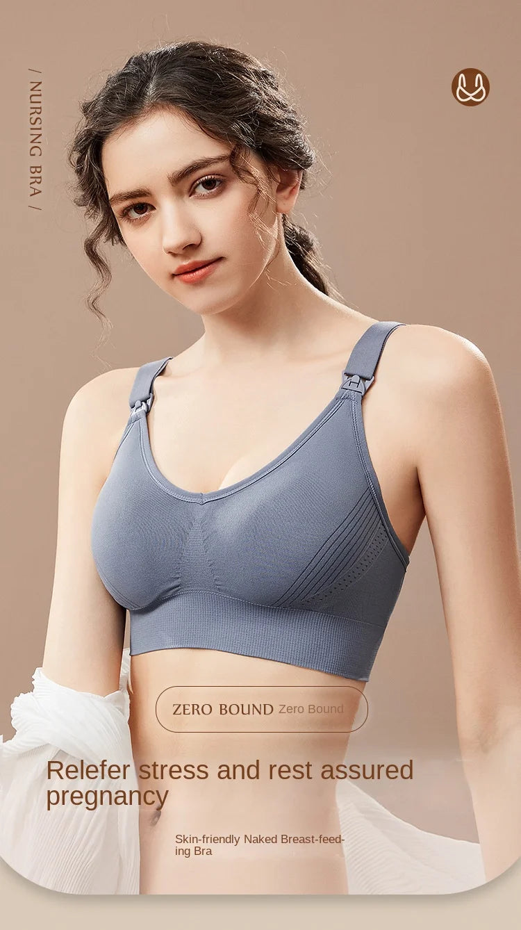 Wire-Free Nursing Bra for Pregnant Women with Large Bust Front Clip Maternity Full Cup Breathable Supportive Nursing Bras