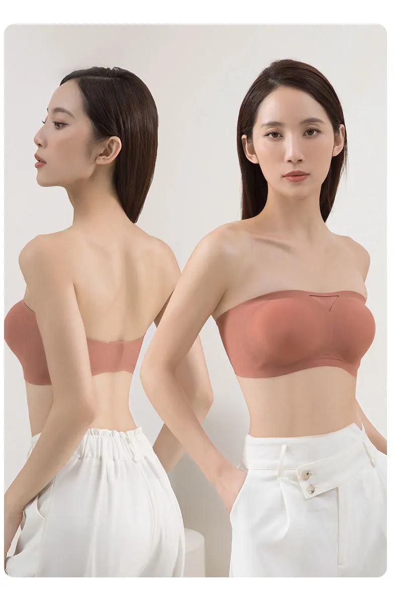 Non-slip Strapless Underwear Bra Seamless Sport Bras Women Soft Thin Push Up Underwear Lingerie Sleep Top Invisible Lingerie