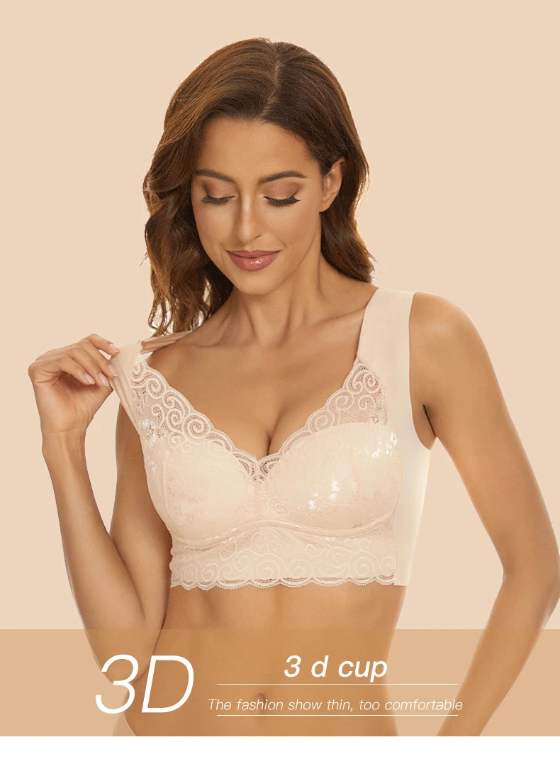 Bras For Women Underwear Plus Size Bra M-5XL Wire Free Brassiere Summer Wireless Bralette Push Up Sexy Lace Bra With Padding