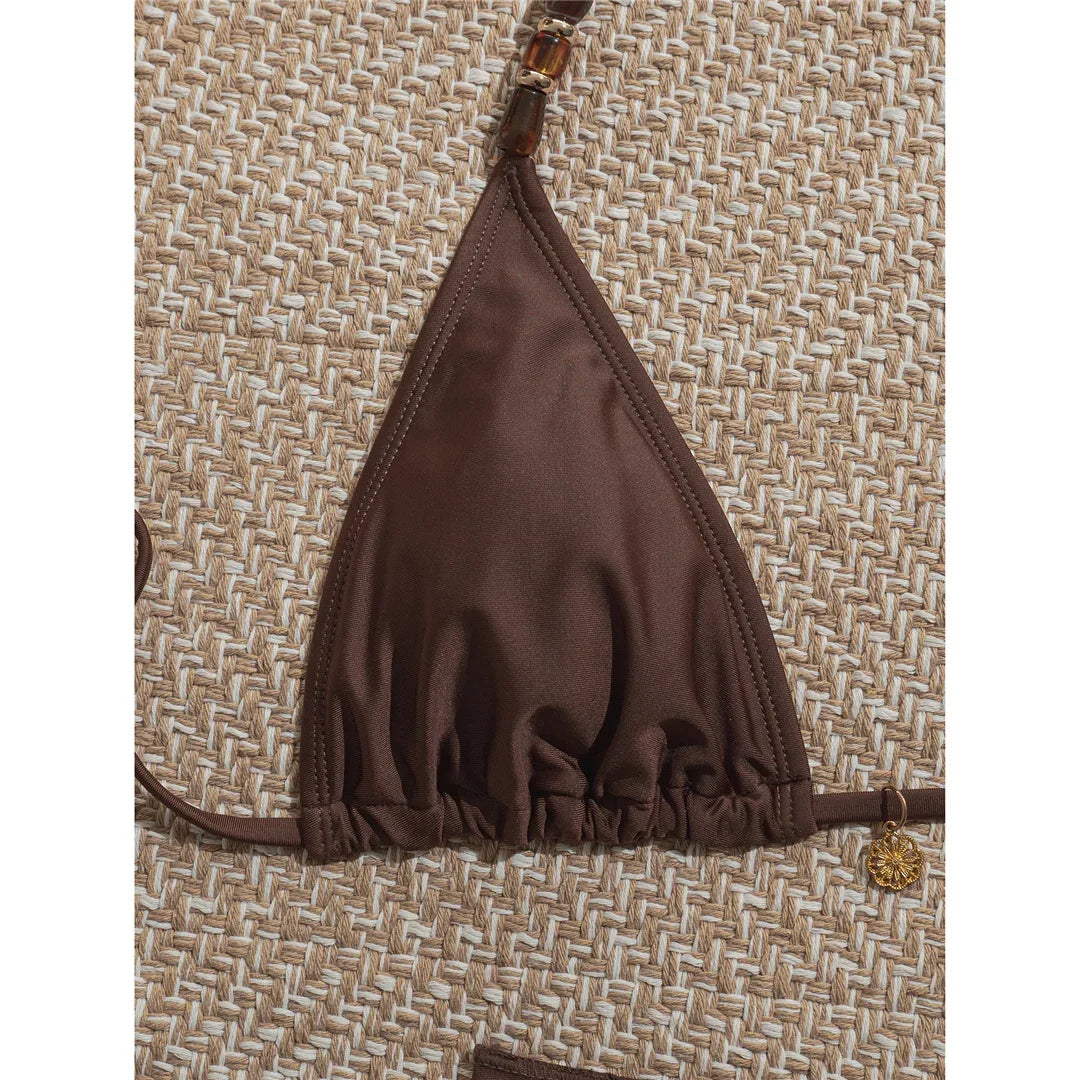 With Skirt Halter Bikini Women Swimwear Female Swimsuit Brazilian Padded Bather Bathing Suit Swim Three-pieces Bikini set