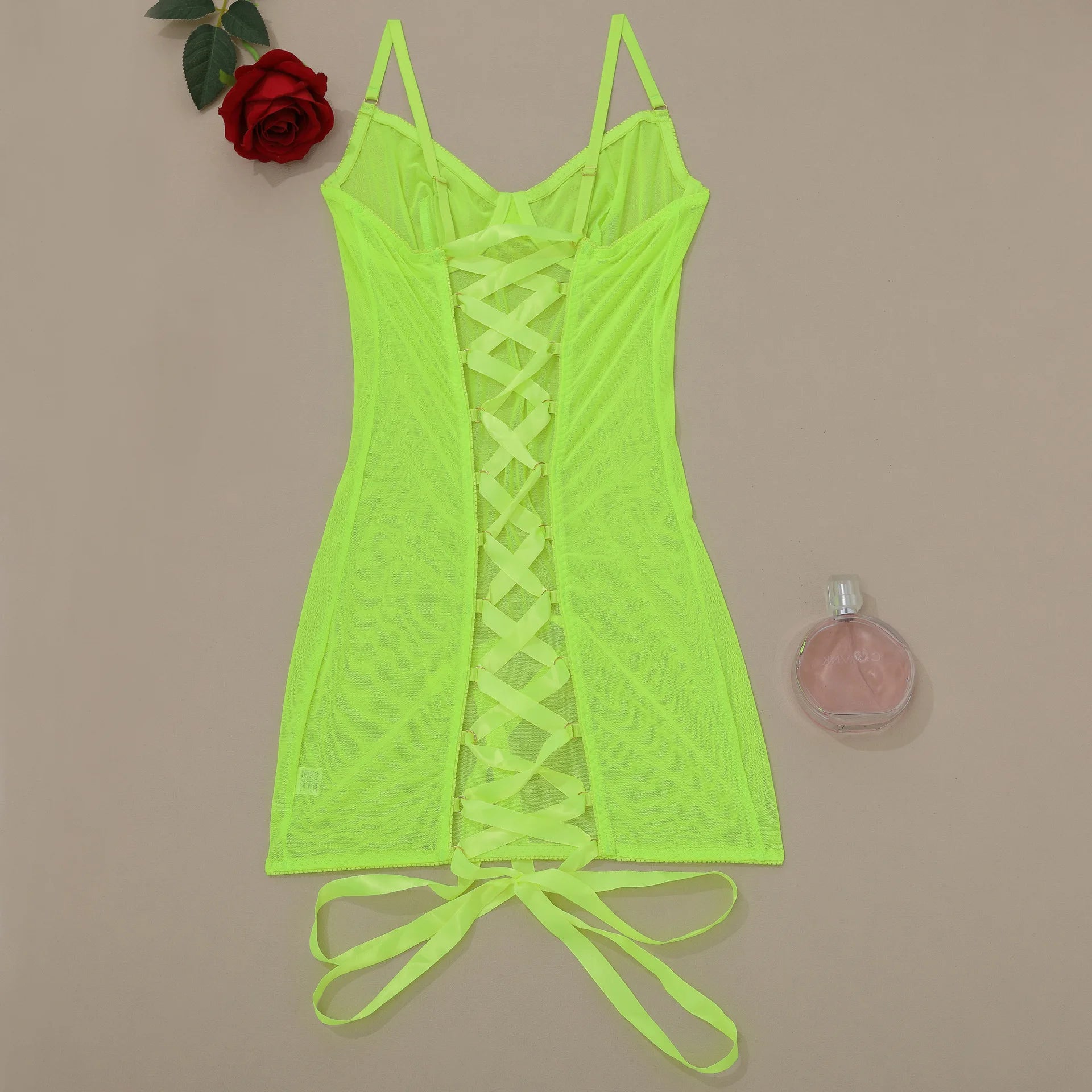 Sexy Sheer Lace Babydoll Open Crotch Lingerie Transparent Backless Night Dress Erotic Costume Exotic Women Underwear