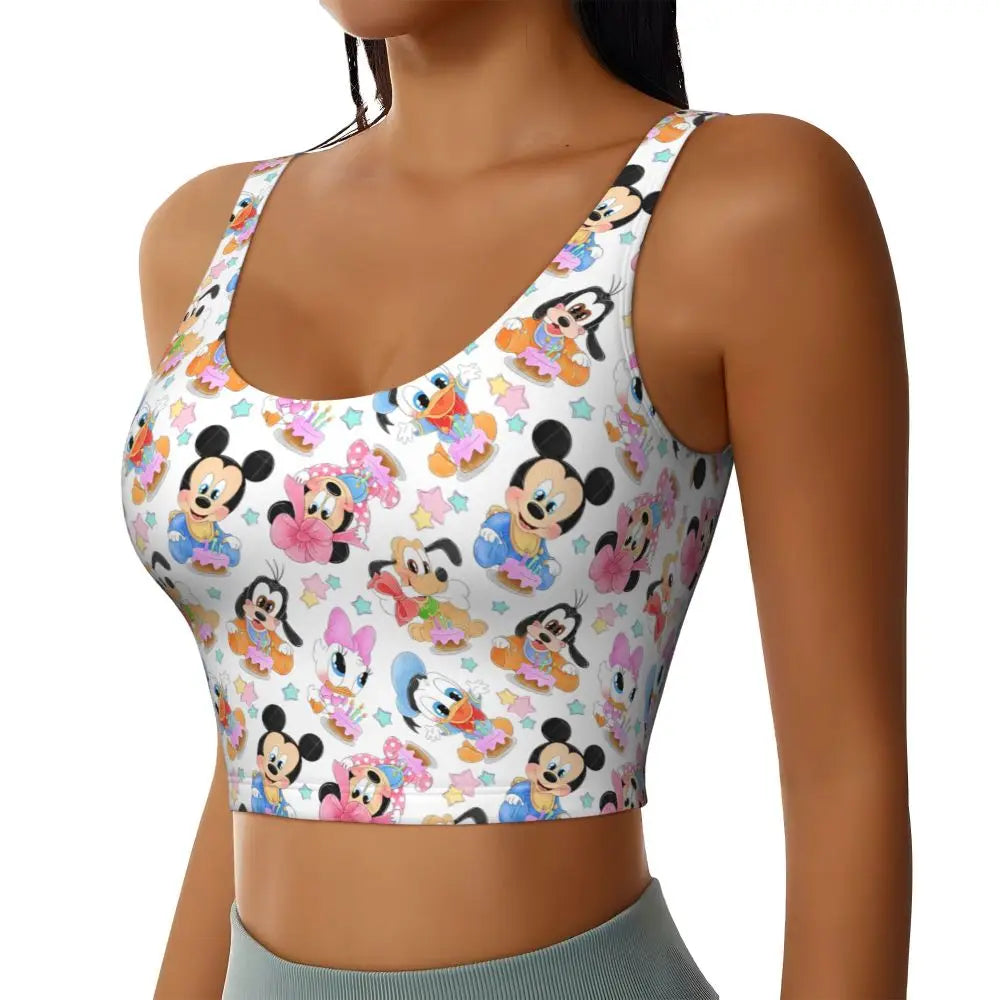 Custom Goofy Cartoons High Impact Sports Bras for Women Mangas Seamless Workout Running Crop Tank Tops