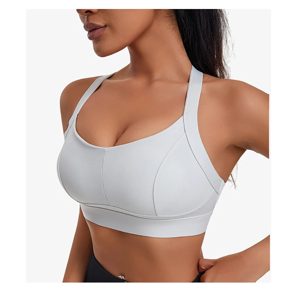 Women High Impact Sports Bra Criss Cross Back Padded Bra Workout Fitness Sports Yoga Bras Shockproof Sport Crop Top Vest