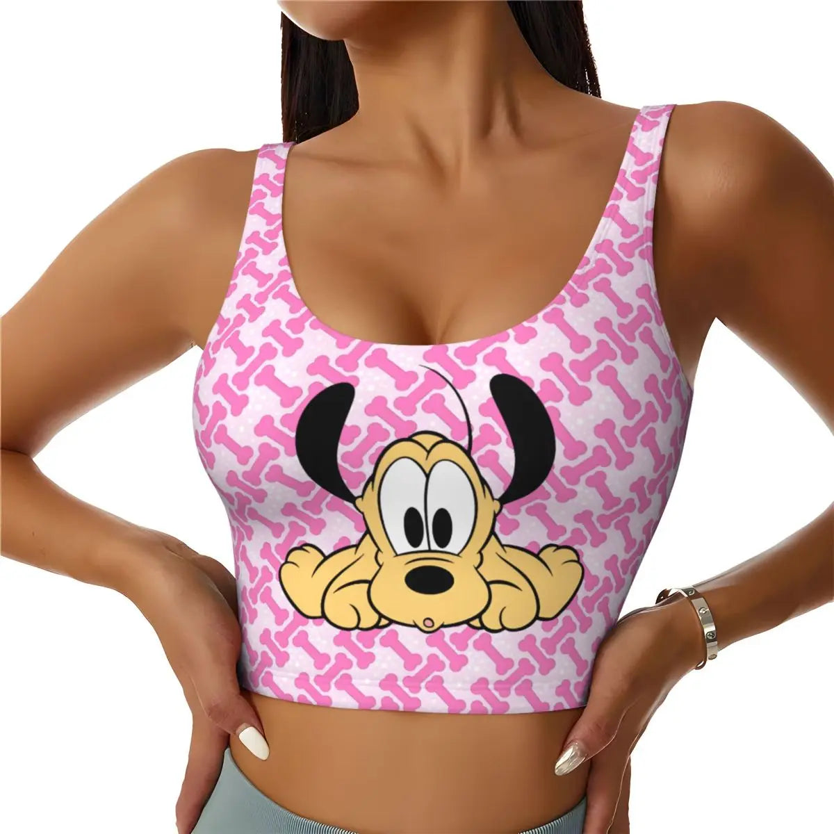 Custom Pluto Anime Manga High Impact Sports Bras for Women Classic Seamless Workout Yoga Crop Tank Tops