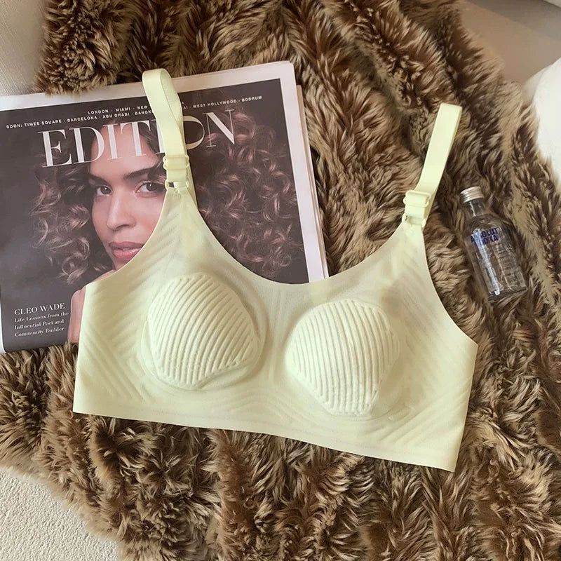 3D non-marking soft lingerie nude cool feeling underwear female large size collect side breasts without steel ring thin bra