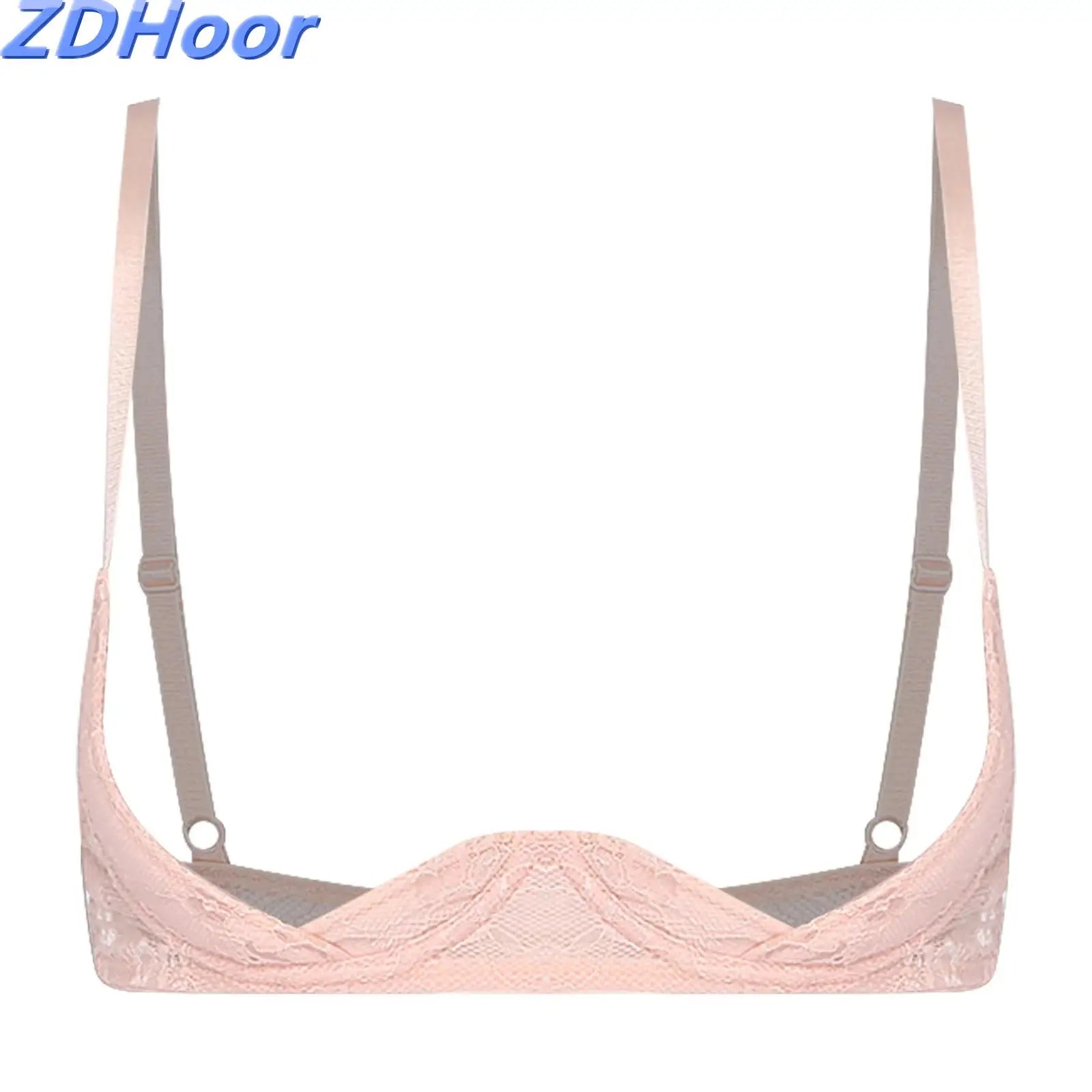 Womens Alluring Floral Lace Bra Tops 1/4 Cups Push-up Underwire Shelf Bra Balconette Bralett Lingerie for Anniversary Honeymoon