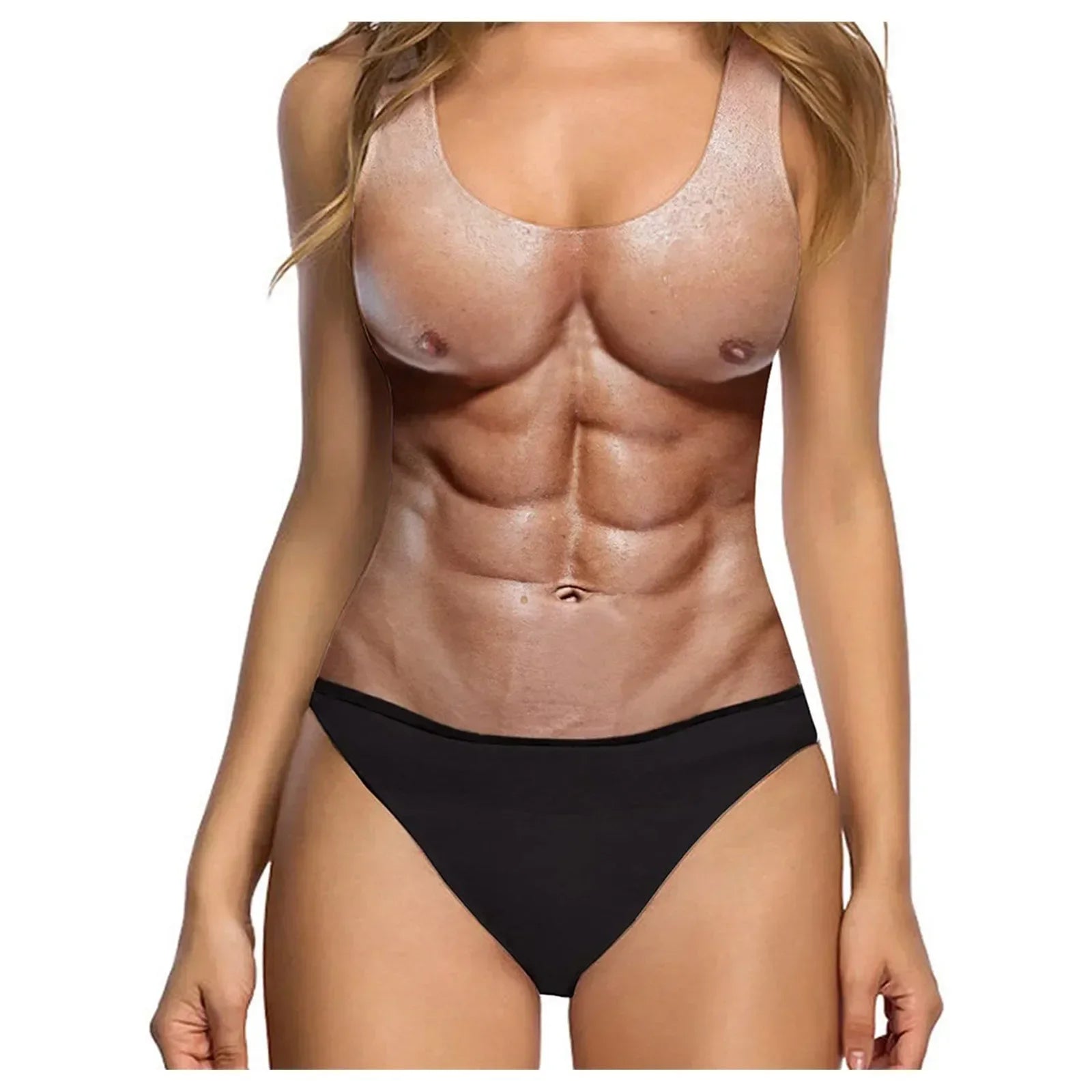 One-Piece Suits 2025 Trendy Women's Sexy Funny 3D Fake Breast Hairy Funny Print Swimsuit Bathing Suit Beach Outfits Bikini Mujer