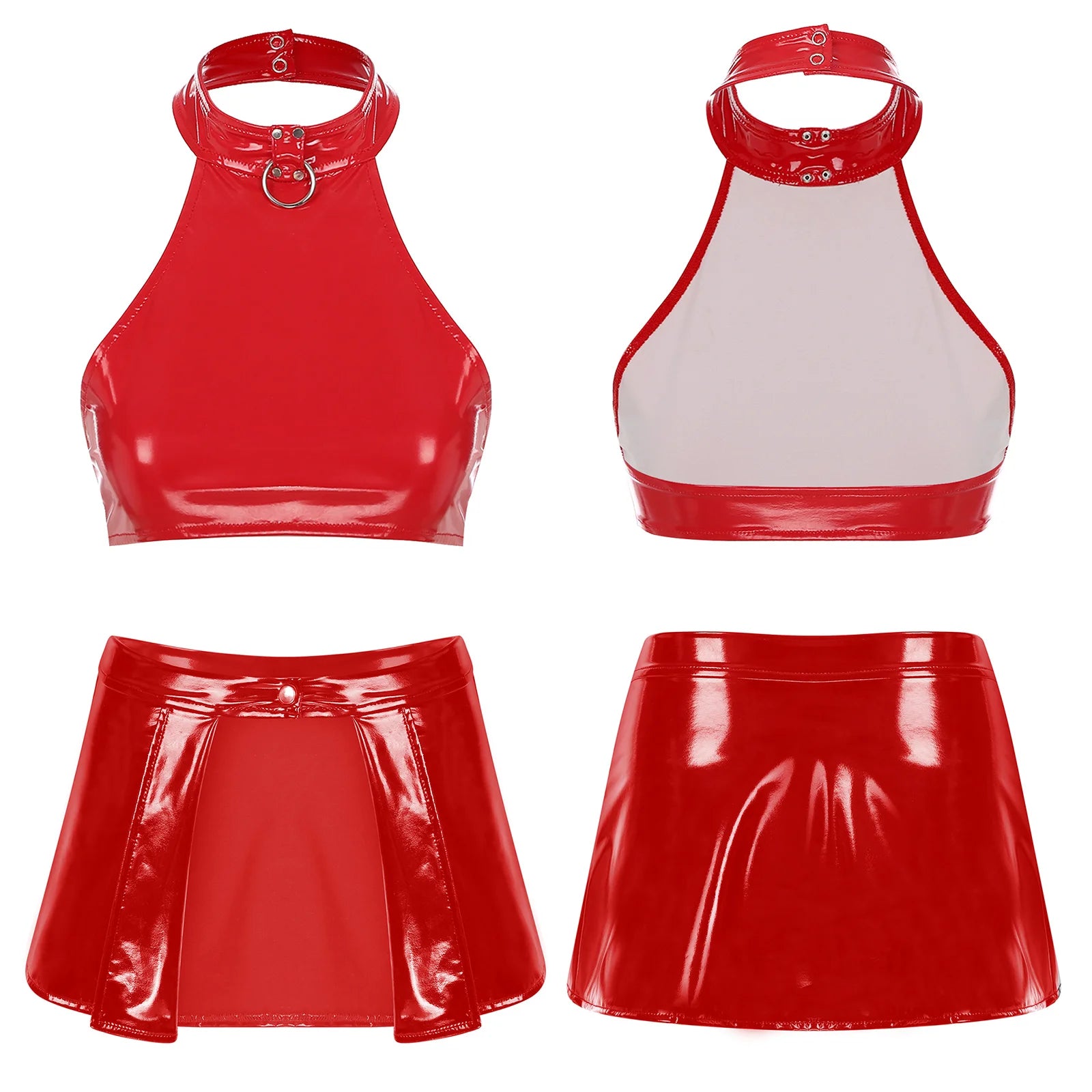 Two-Piece Female Lingerie Set Women Latex Nightclub Outfit Night Club Hot Girl Rave Festival Pole Dance Show Babydoll Costume