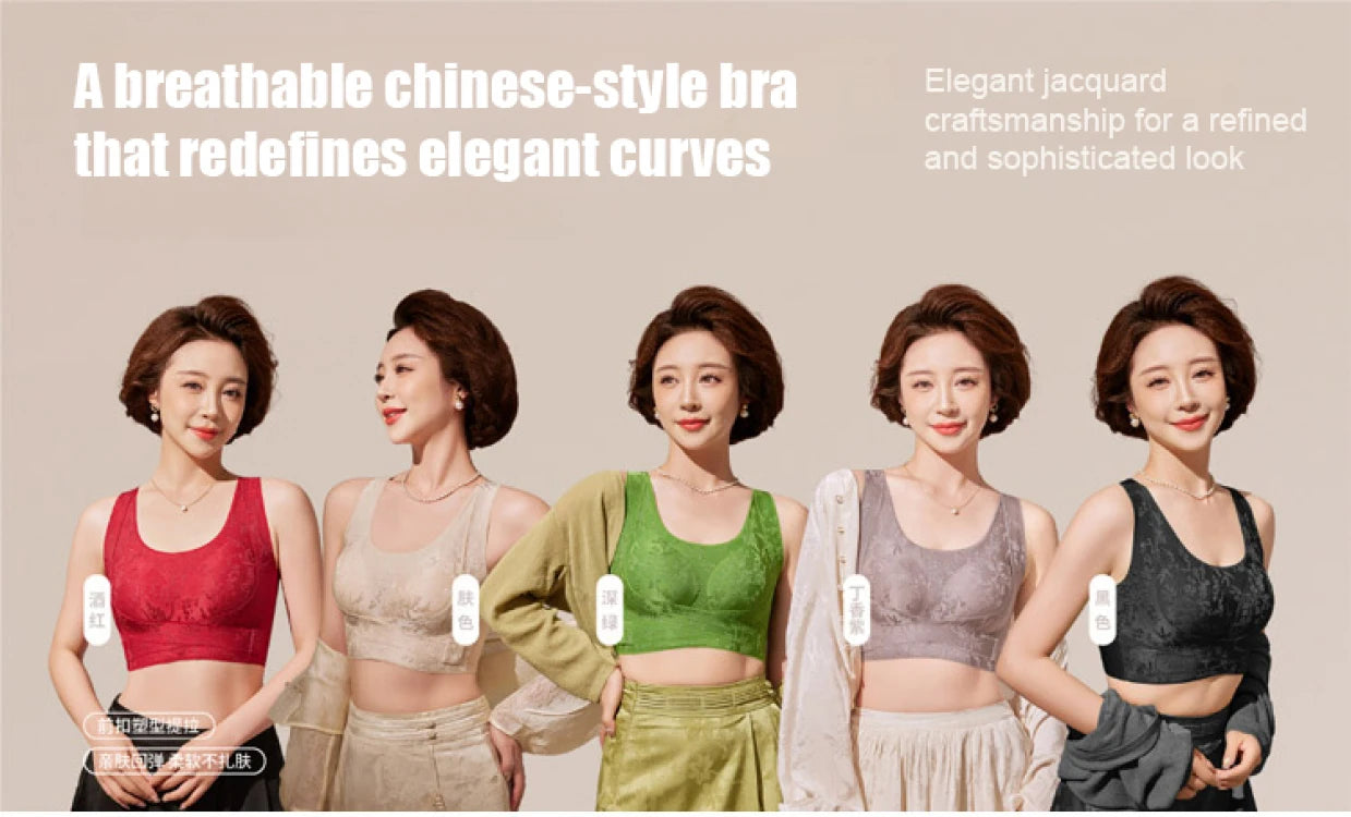 Embossed Floral Tank Bra Women’s Seamless Wirefree Bra Side Buckle Push Up Anti-Sag Comfort Everyday Underwear