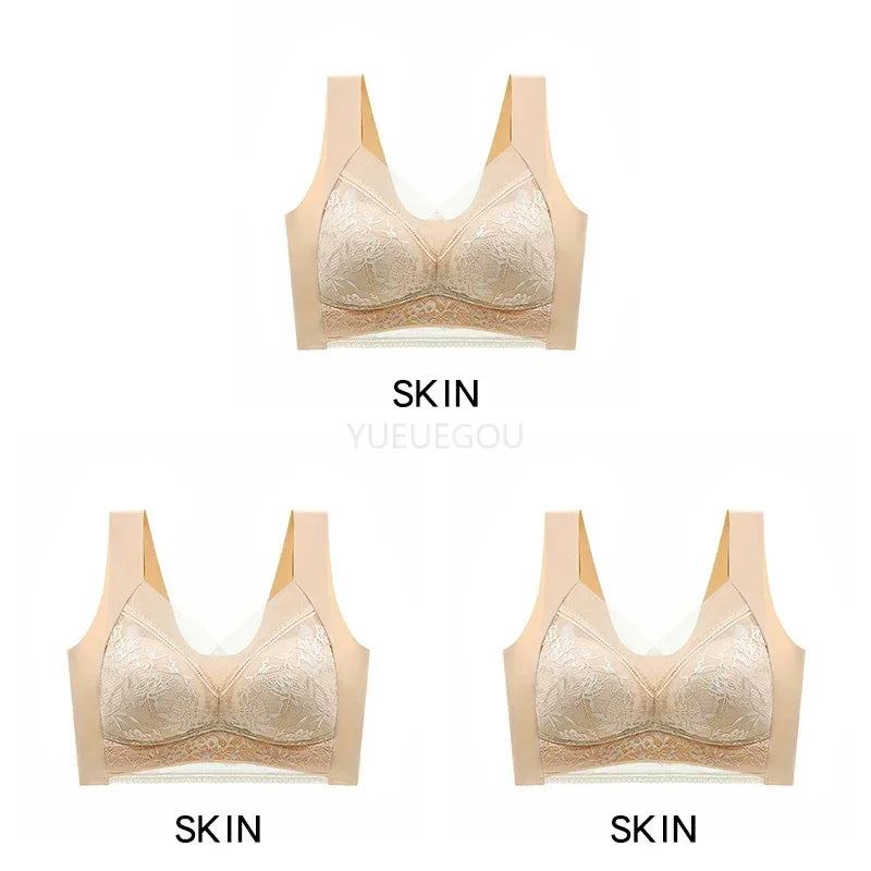 3 Pcs Women's Push Up Bralette Wireless Bras - 5cm Natural Lift, Seamless Lace Plus Size (L-6XL), No Underwire Comfort