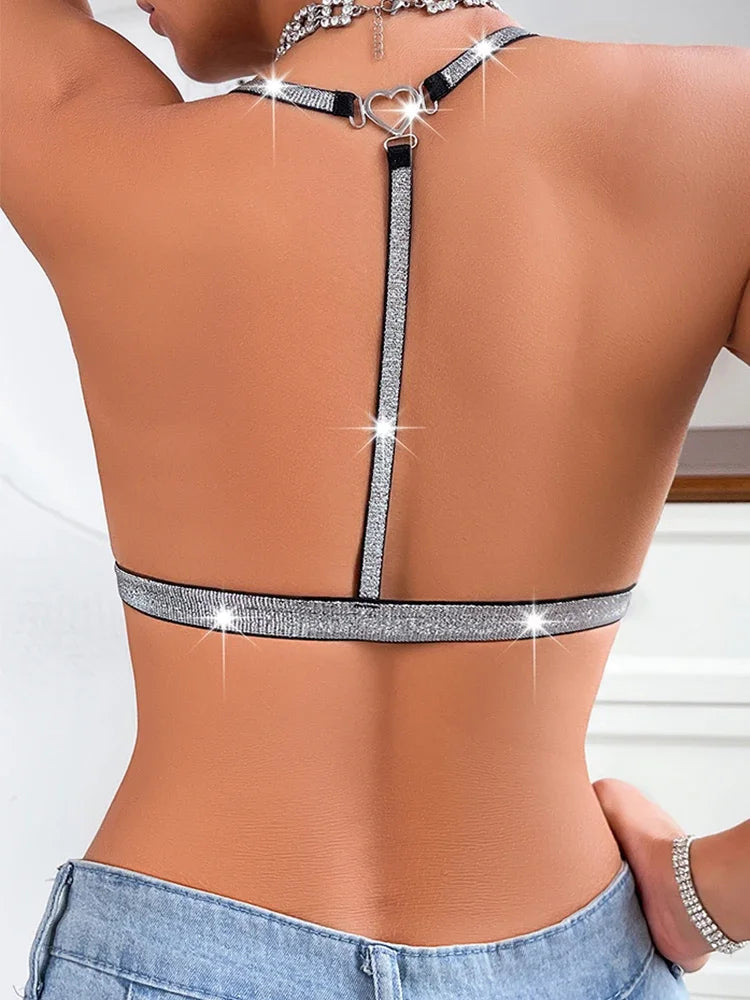Sexy Backless Women Bras Party Underwear Fashion Female Lingerie Breathable Camisole Removable Bra Front Button Women's Lingerie