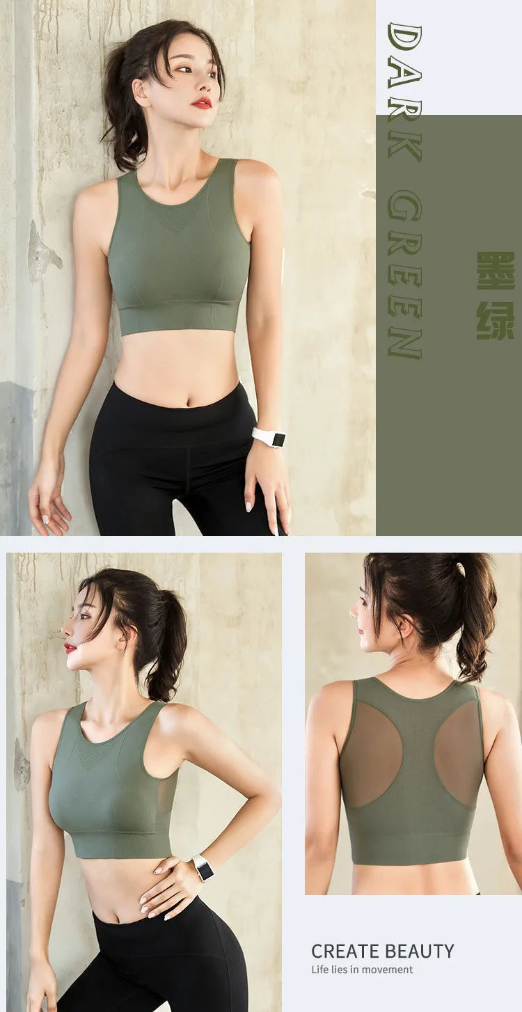 Sports Bras for Women Quick Drying Mesh Racerback Sports Bra Seamless Padded Sports Bra Yoga Bras Workout Bra Activewear Bra