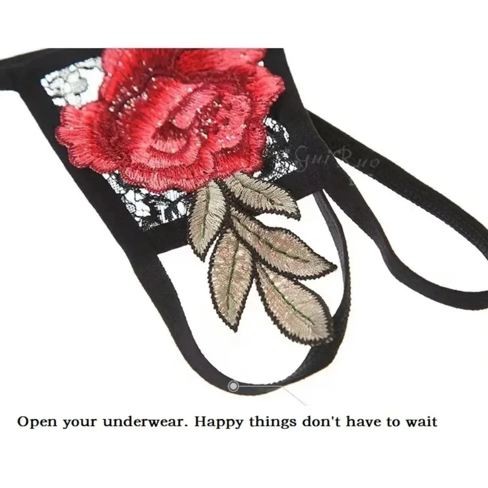 Sexy Embroidered Rose Lingerie Halter Bra Three-point Set Erotic Underwear Party Dresses Lingеrie New in Matching Sets Long Full