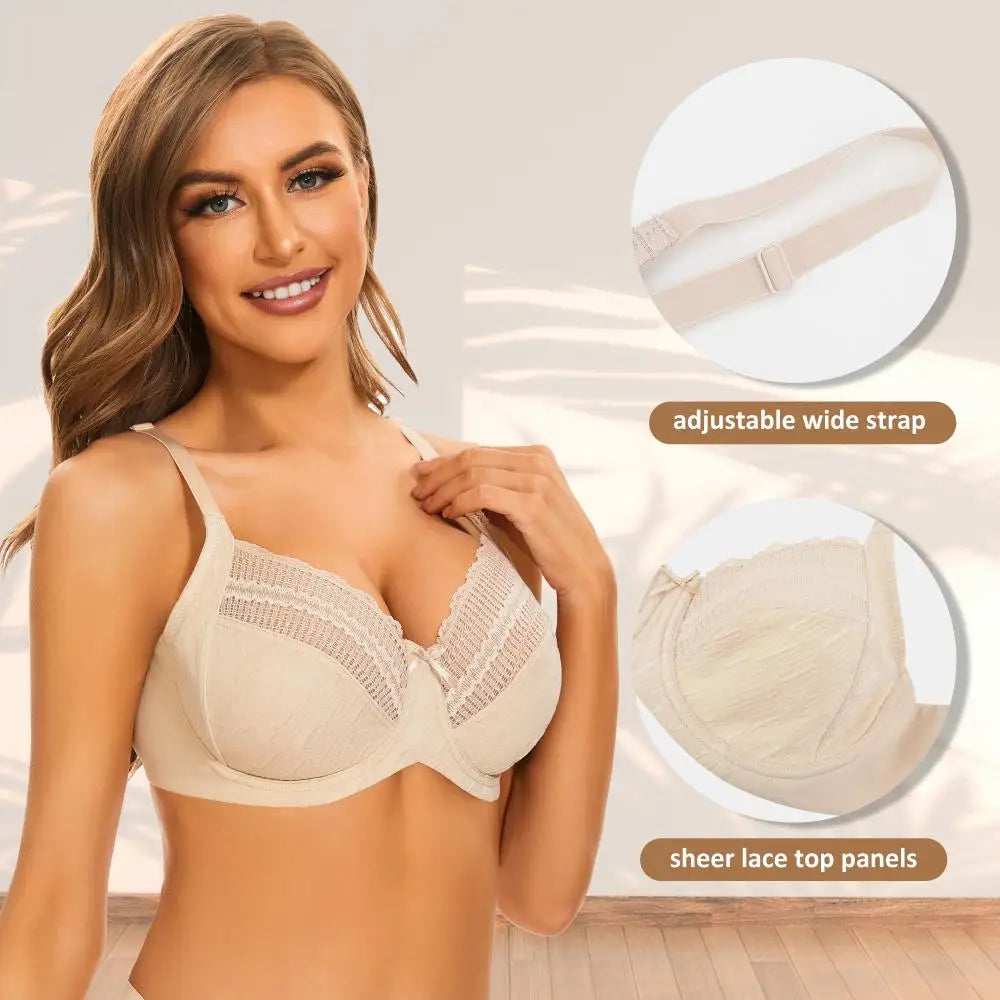 Sheroine Women's Full Coverage Minimizer Underwire Bra Unlined Plus Size Non-Padded Ultrathin Everyday Soft Bras
