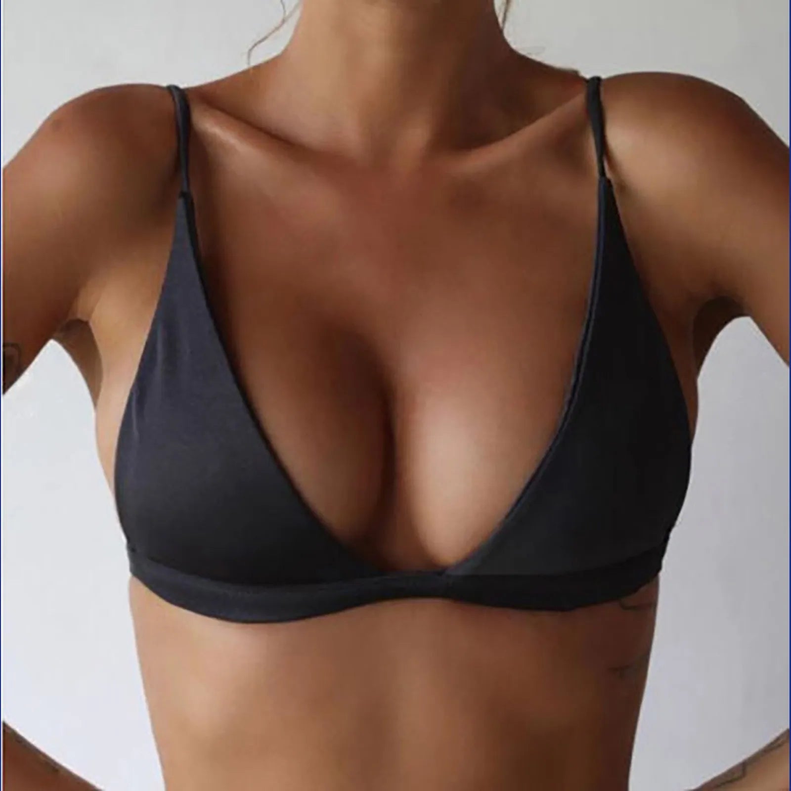 Sexy Bikini Bra Bralettw Top For Women Solid Color Bandage Swimwear Backless Sleeveless Swimming Crop Top Summer Beach Suit