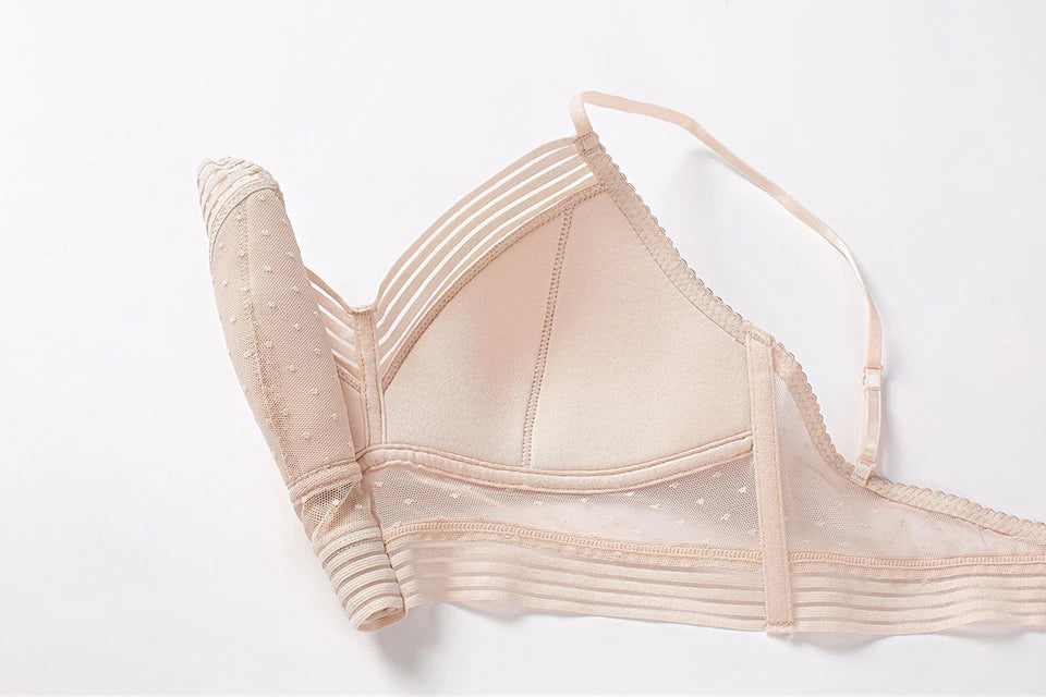 Low Back Bras For Women Seamless Invisible Backless Bra Polka Dot Mesh Bralette Ladies Wireless Brassiere