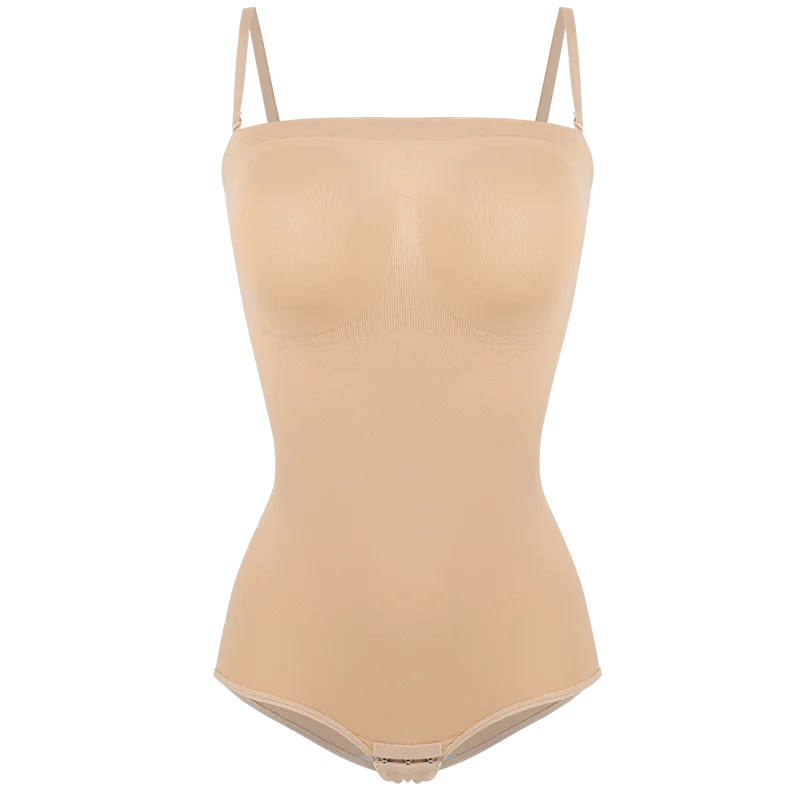 Strapless Shapewear Bodysuit Off the Shoulder Seamless Tummy Control Body Shaper Removable Shoulder Strap Sexy Leotard