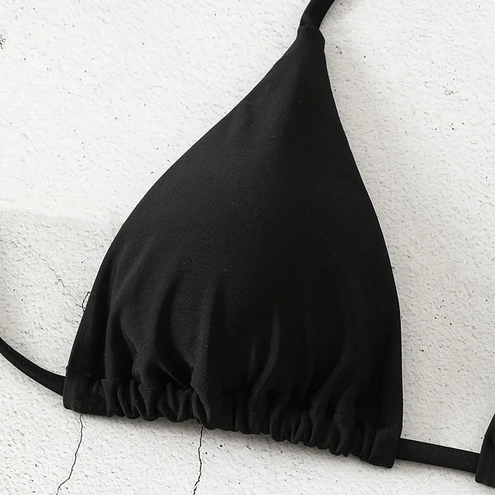 Sexy Solid Color Bikini Bra Top Women's Neck Hanging Lace up Backless Swimwear Top Beach Swimsuit Brazilian Biquinis