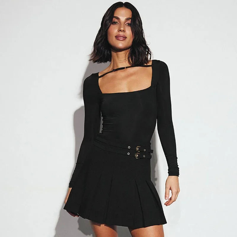 Long Sleeve Corset Top One-Pieces Bodysuit Lingerie Lace-up Bustier Women Y2k Lenceria Femenina Square Collar Sexy Body Feminino