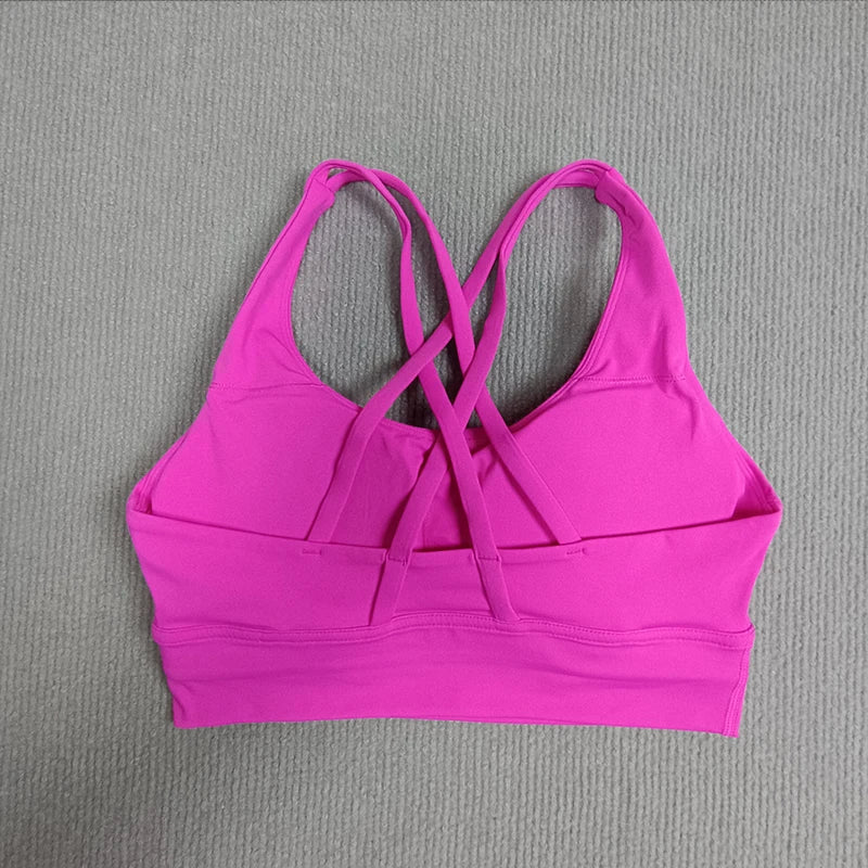 Yoga sports bra Solid color women's Bras Soft cross back sports bra fitness exercise tight fitting training  jogging sports bras