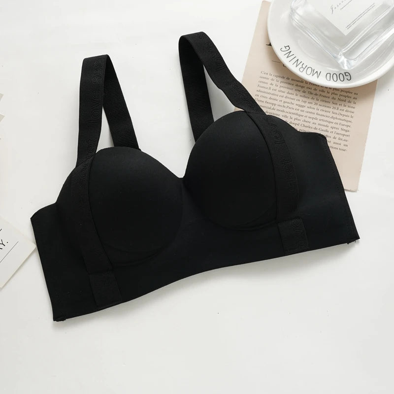 Women's Seamless Push Up Bras Lift Bra Wide Strap Bra Big Size Anti Sagging Side Underwear Female Soft Support Bra