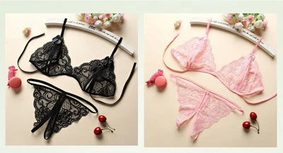 Sexy  Women's Lace  Transparent Thin Large Size  Loose Ice Silk Small Chest Gathering Underwear