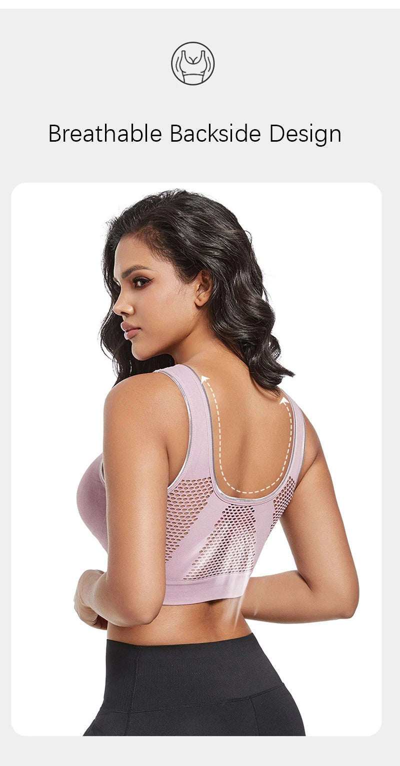 Sports Push Up Bra For Women Hollow Plus Size Bras Padded Wire Free Bralette Sexy Front Closure Breathable Brasserie Lingerie