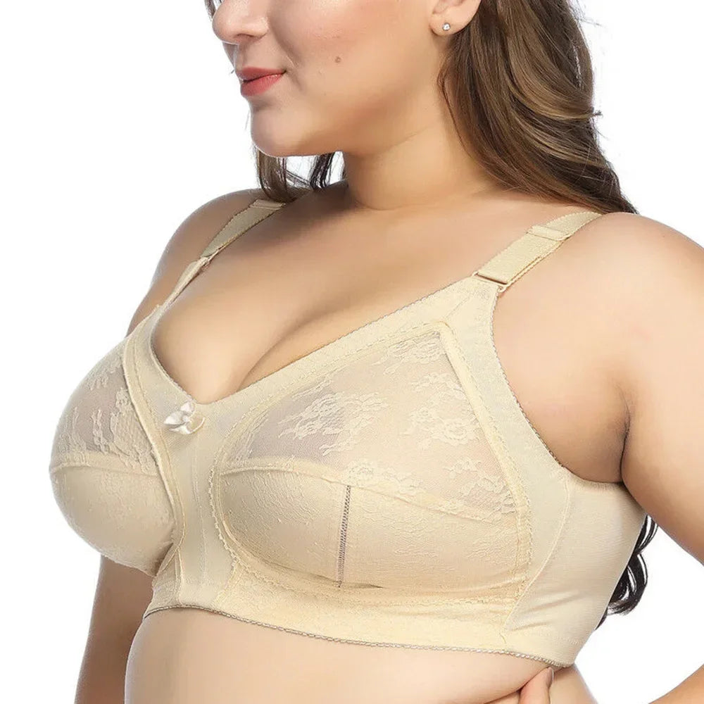 Women's Plus Size Bra Floral Lace Full Coverage Sexy No Steel Ring Bra Wrap Chest Sleeping Underwear Seamless Bras For Woman
