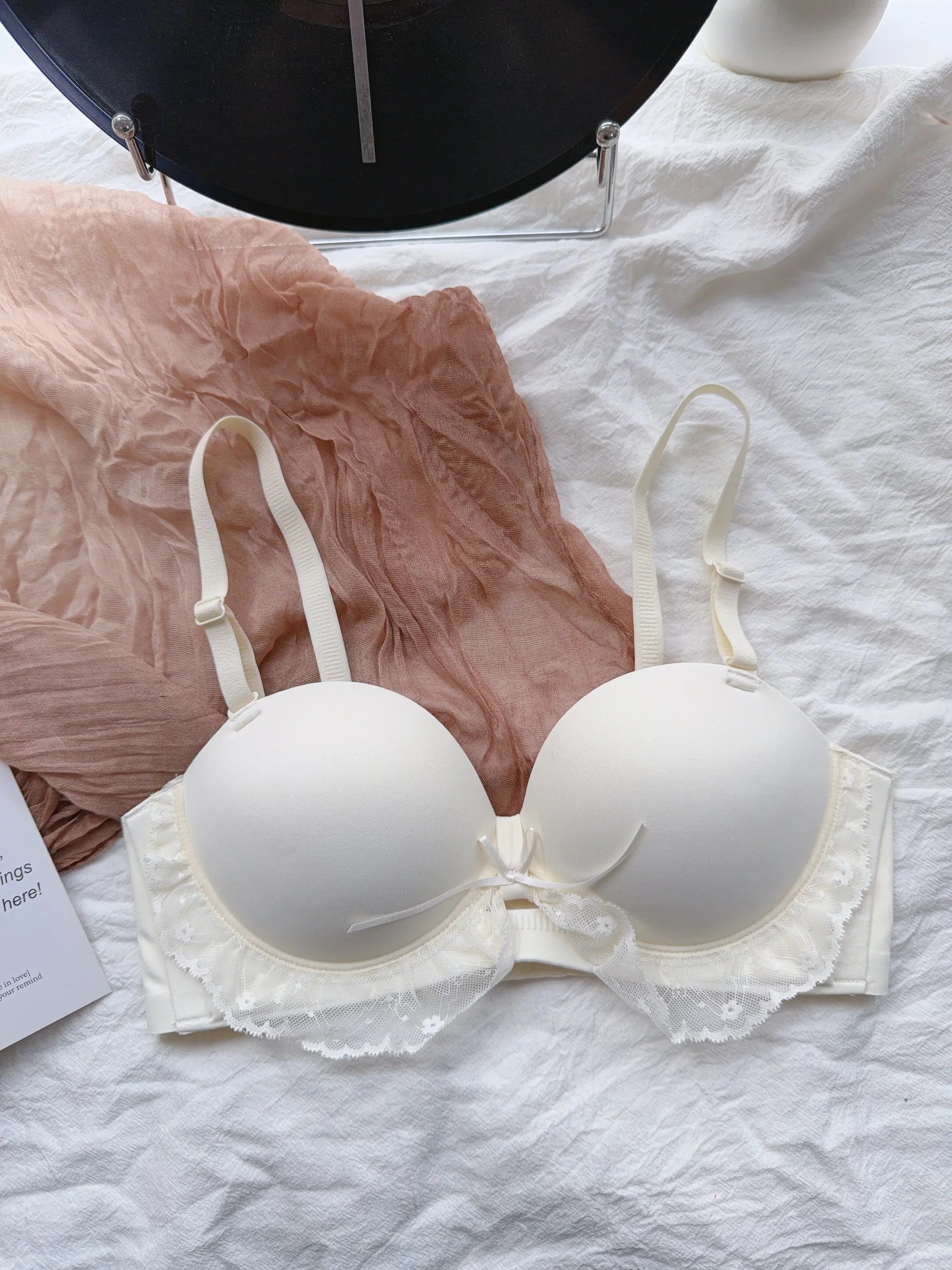 YEMOMO Red Half-Cup Lace Bra Set for Small Chests Adjustable Support Anti-Sagging Push Up Sexy Lingerie Set Women Birthday Gift