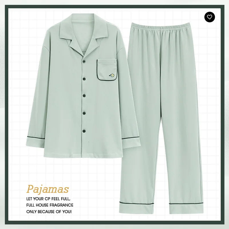 Men's Pajama Sets Long Sleeve Cotton Top Pant Sleepwear Soft Spring Autumn Plus Size Loungewear Male Homewear Leisure Outwear