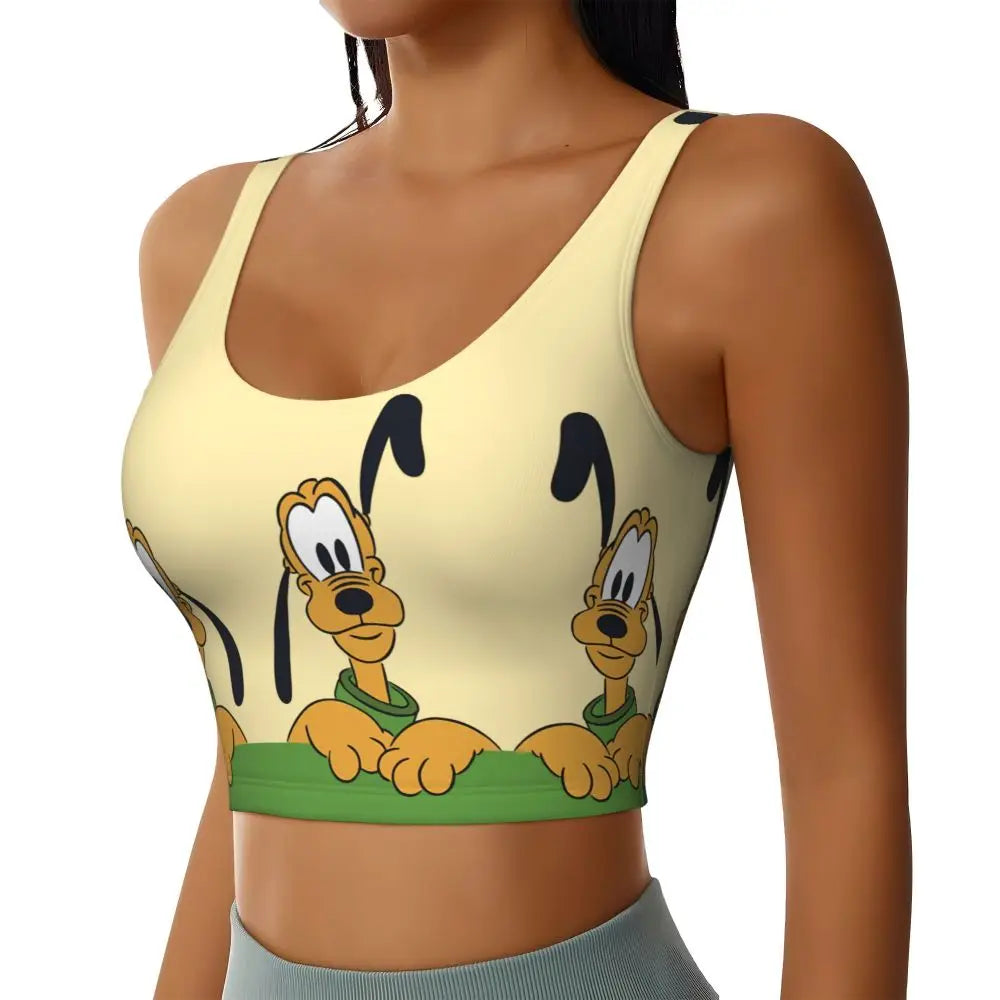 Custom Pluto Anime Manga High Impact Sports Bras for Women Classic Seamless Workout Yoga Crop Tank Tops