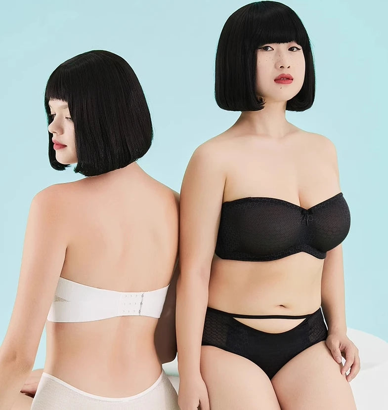 Strapless Bra For Women Minimizer Wrap non-slip Top Thin Bra Invisible Black White