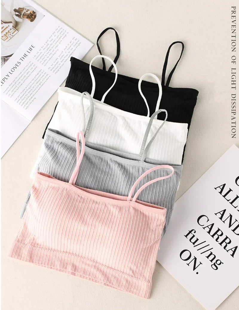 Summer Tube Bras For Women Sexy Seamless Underwear Crop Tops Sexy Lingerie Silky Bandeau Bra Removable Pads Intimates