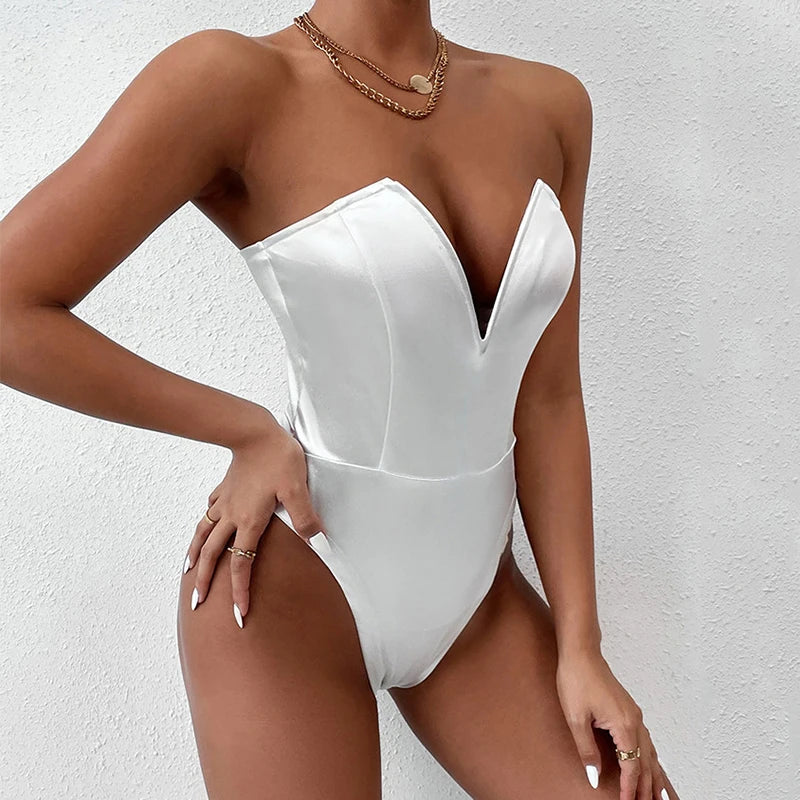 Bodysuit Shapewear Deep V-Neck Body Shaper Thong Shapers Waist Trainer Women Push Up Slimming Corset Top ClubWear For Women