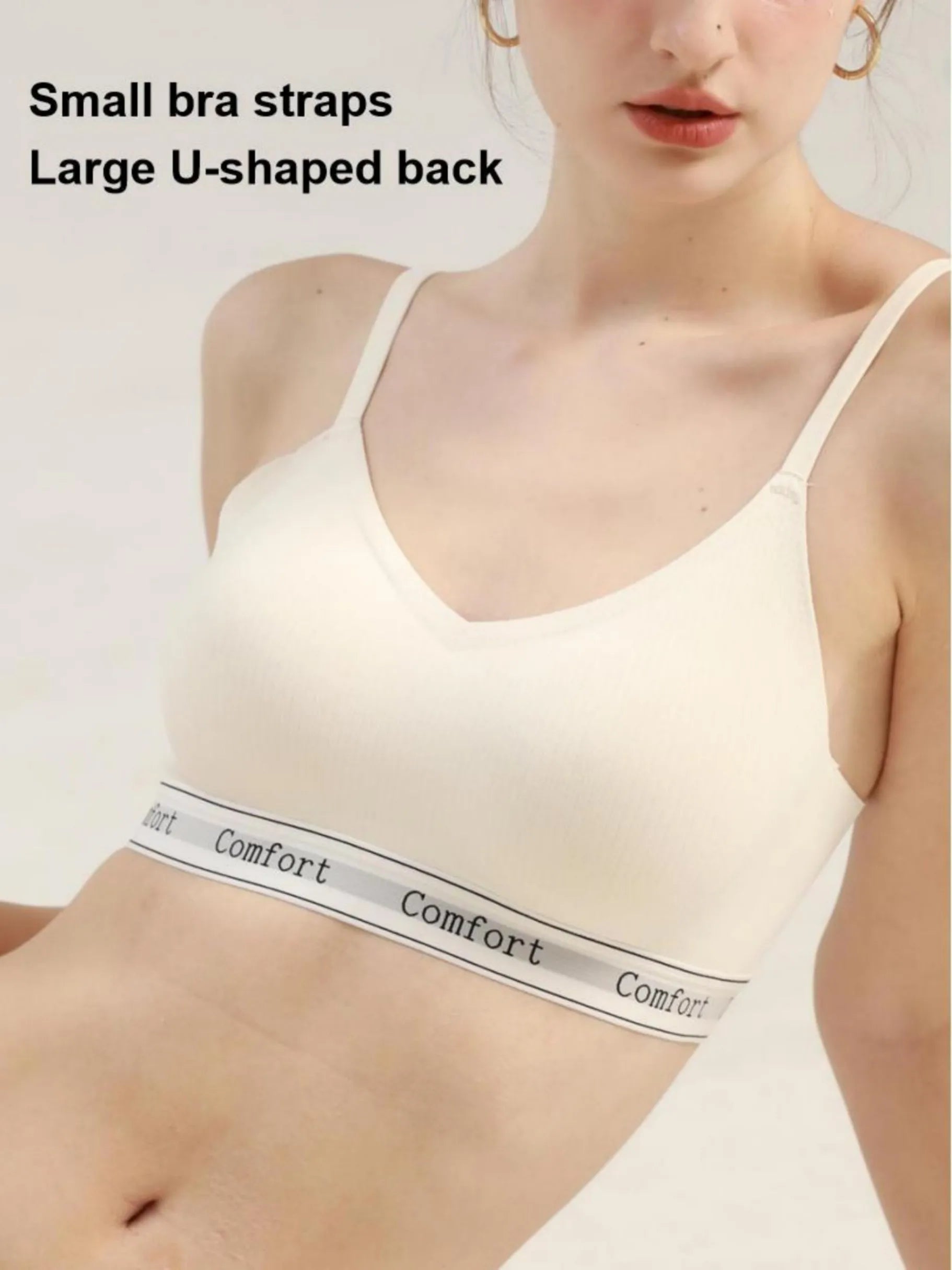 1 Piece, All-Season High-Quality Fashionable Sports Bra with Adjustable Thin Straps, Large U-Shaped Back, Seamless, Wireless, Lightweight, Skin-Friendly, Soft, Breathable, Comfortable, Supportive, Ribbed Fabric with Lettered