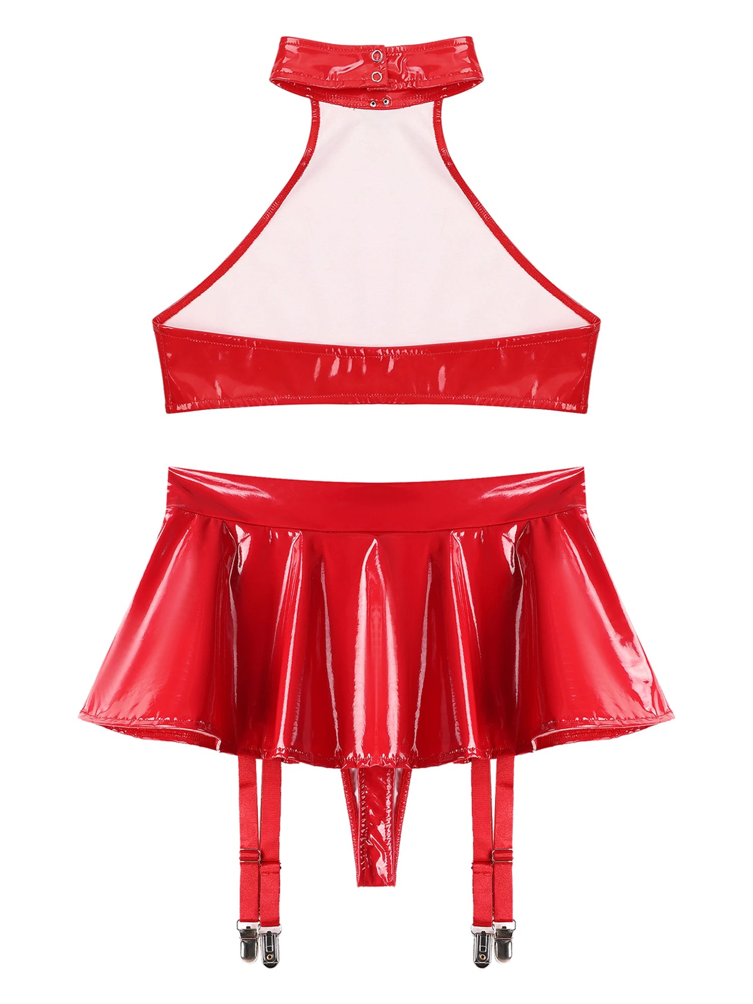 Two-Piece Female Lingerie Set Women Latex Nightclub Outfit Night Club Hot Girl Rave Festival Pole Dance Show Babydoll Costume