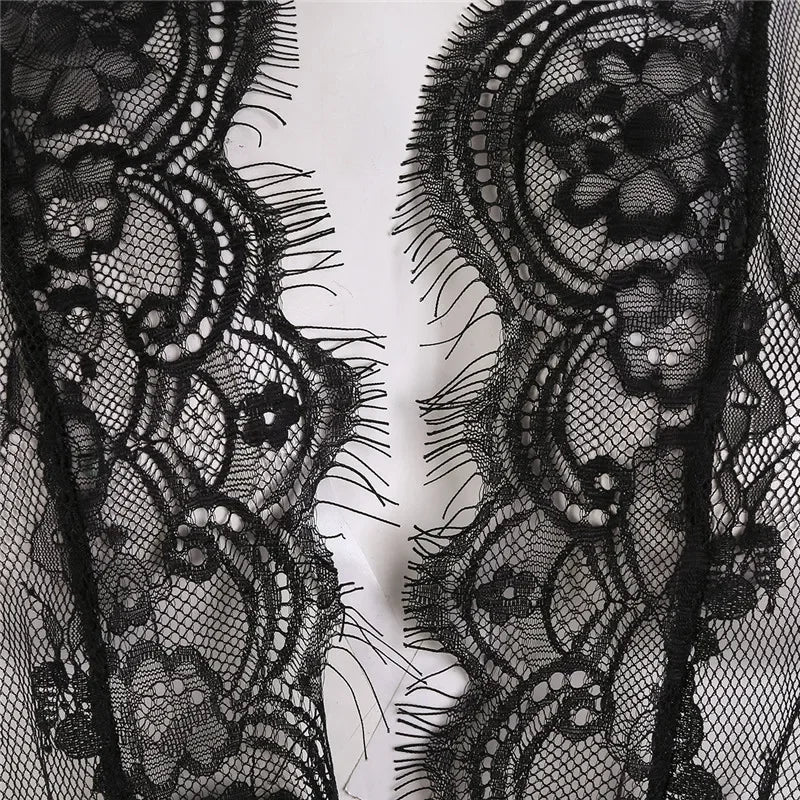 New Sexy Lace Transparent Ruffles Robe Women Lingerie See-through Babydolls Underwear Sleepwear Night Dress Erotic Sex Clothes