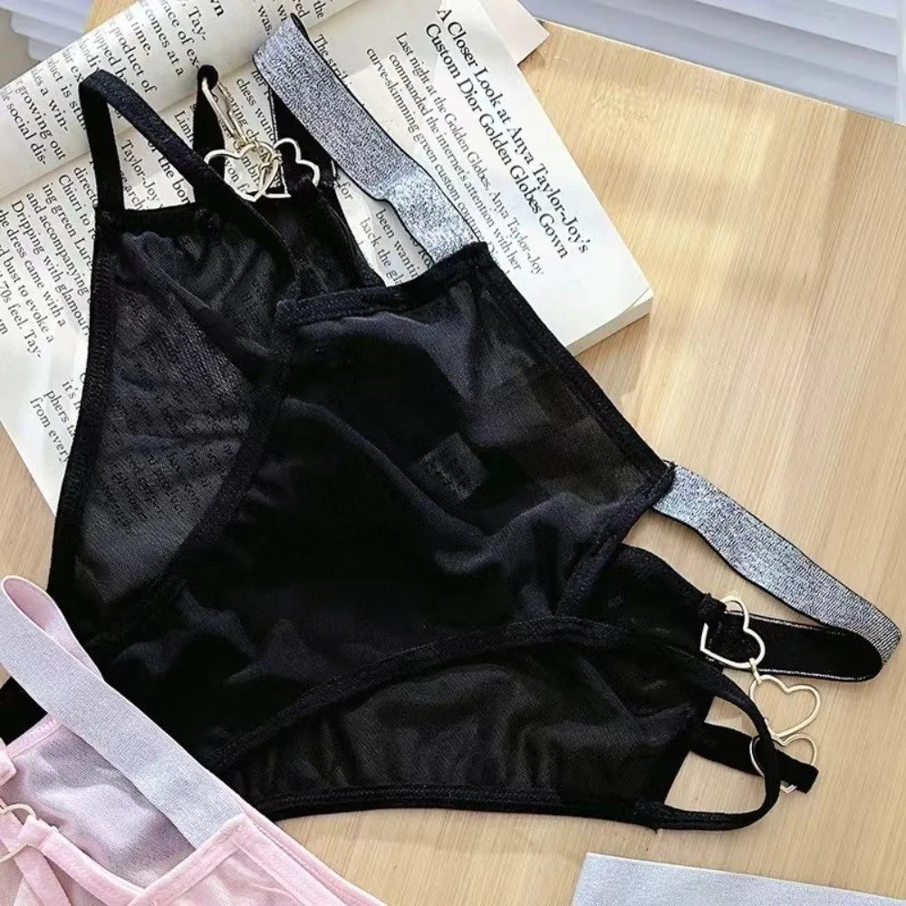 Lingerie Low-rise Women Underwear Glitter Strap Hollow Out Seamless Briefs Mesh Transparent Ladies Panties Lady Briefs