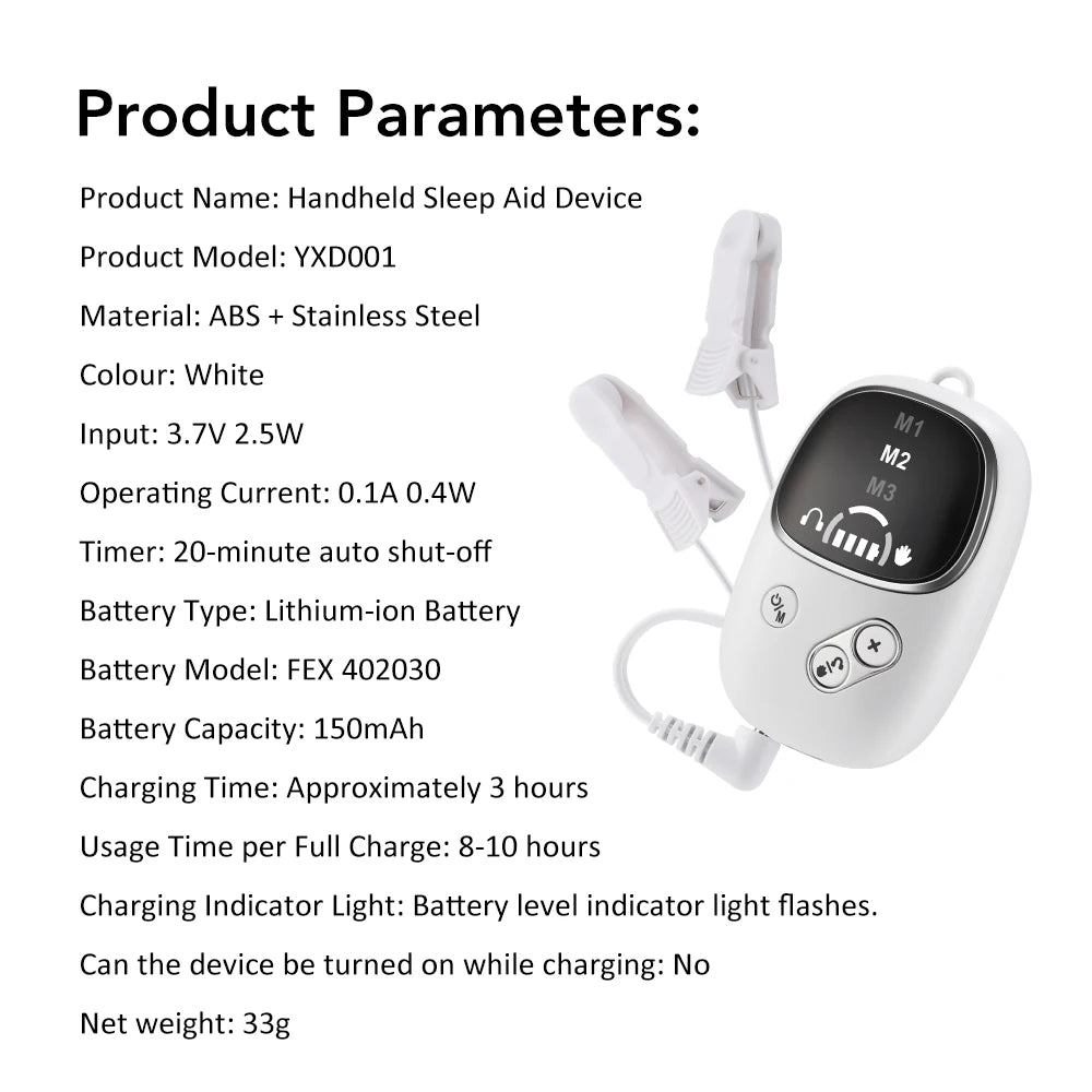 Handheld CES Sleep Aid Device Ear Clip Insomnia Anxiety Pressure Relief Health Improve Sleep Palm Pulse Massager Smart Sleeper