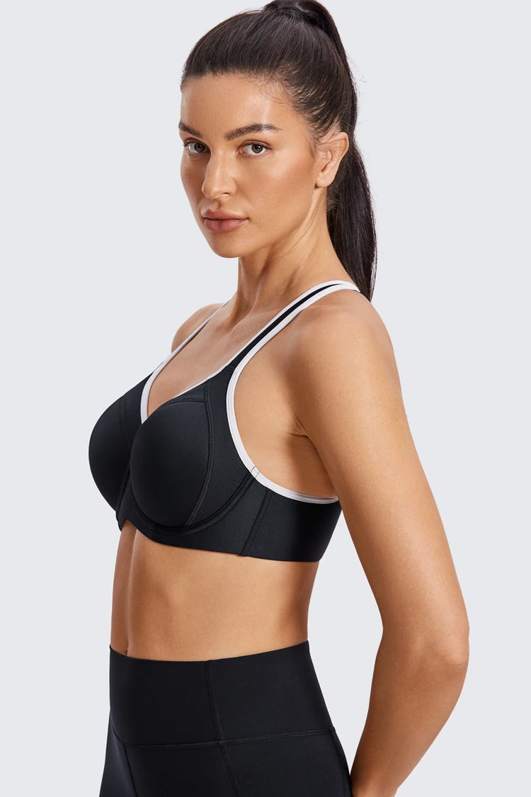 Sports Bra Women Shockproof Push Up Full Support High Impact Racerback Lightly Lined Underwire Undrwear Bras