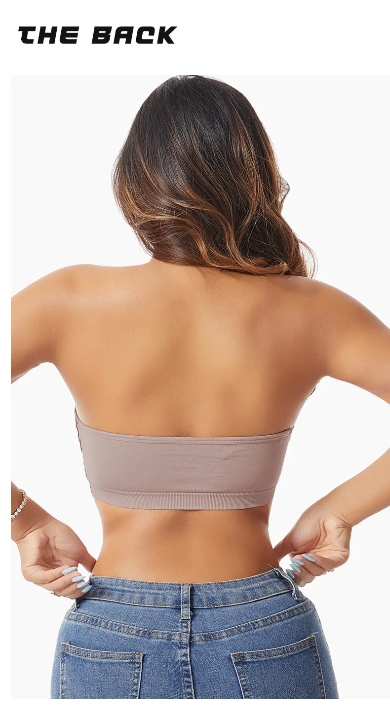 Daily Strapless and Wireless Women's Front Button Bra, Seamless Chest pad Comfortable Push-up Trendy Solid Color Lingerie