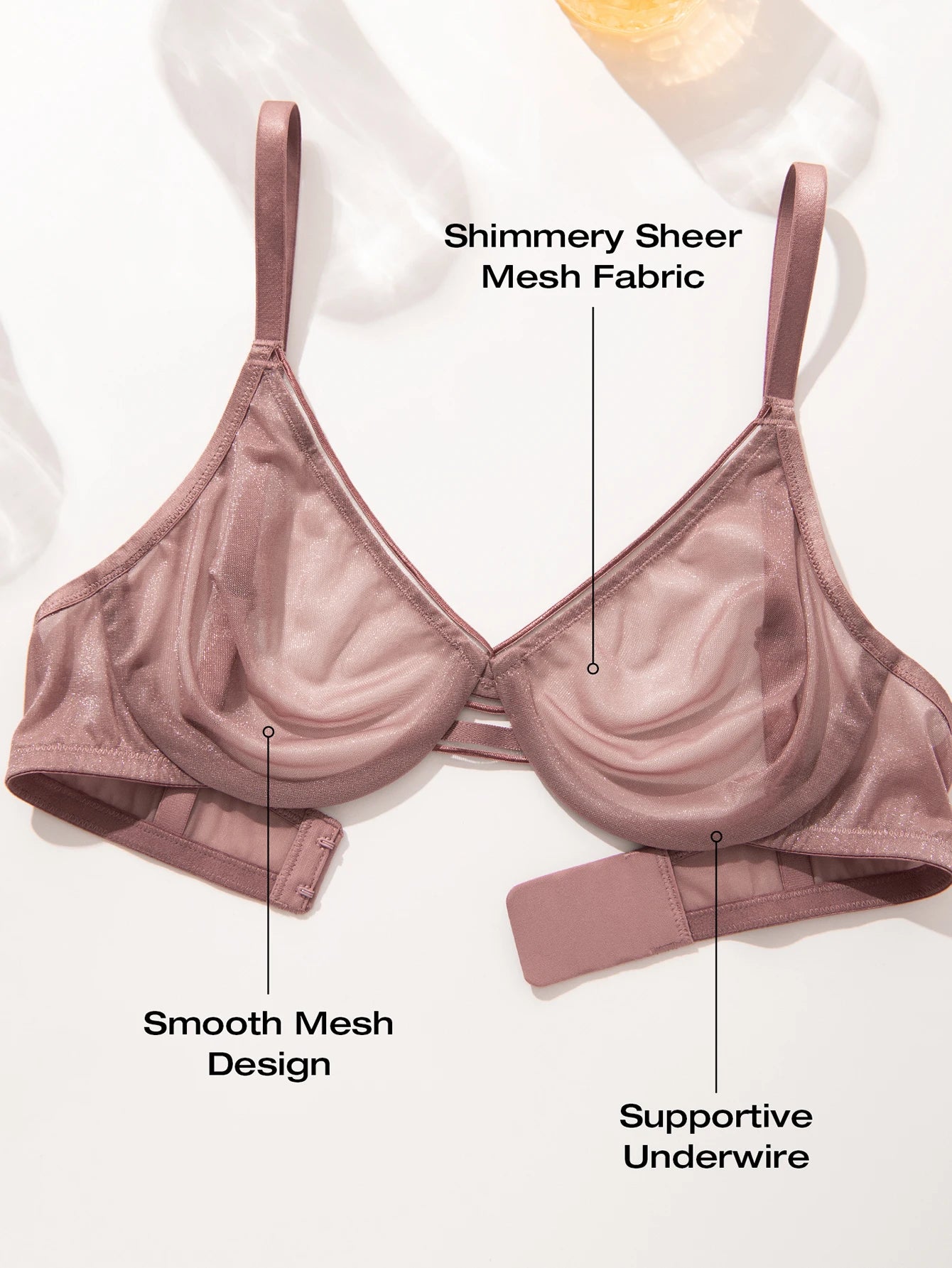 Wingslove Women's Sexy Mesh Sheer Transparent Bra Demi Underwire Lingerie See-through Flattering Underwear black/Champagne/pink