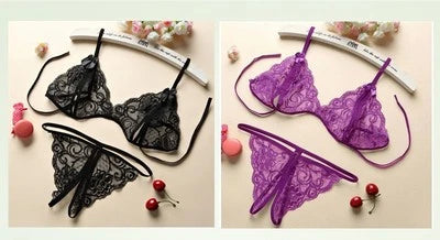 Sexy  Women's Lace  Transparent Thin Large Size  Loose Ice Silk Small Chest Gathering Underwear