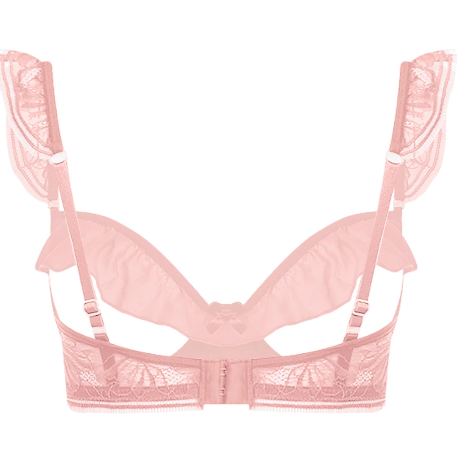 Sexy Womens Bare Breast Expose Nipples Bra Top Lingerie Cupless Ruffled Trim Push-up Underwire Eyelash Lace Balconette Bralette