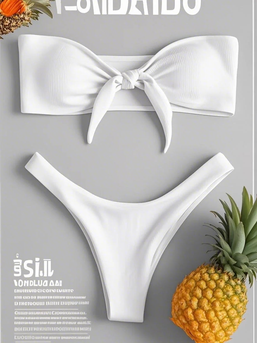 Women's Sexy Tube Top Bow Split Bikini Swimsuit Swim Trunks Swimming Suit for Women Swimming Suit for Women Micro Bikini