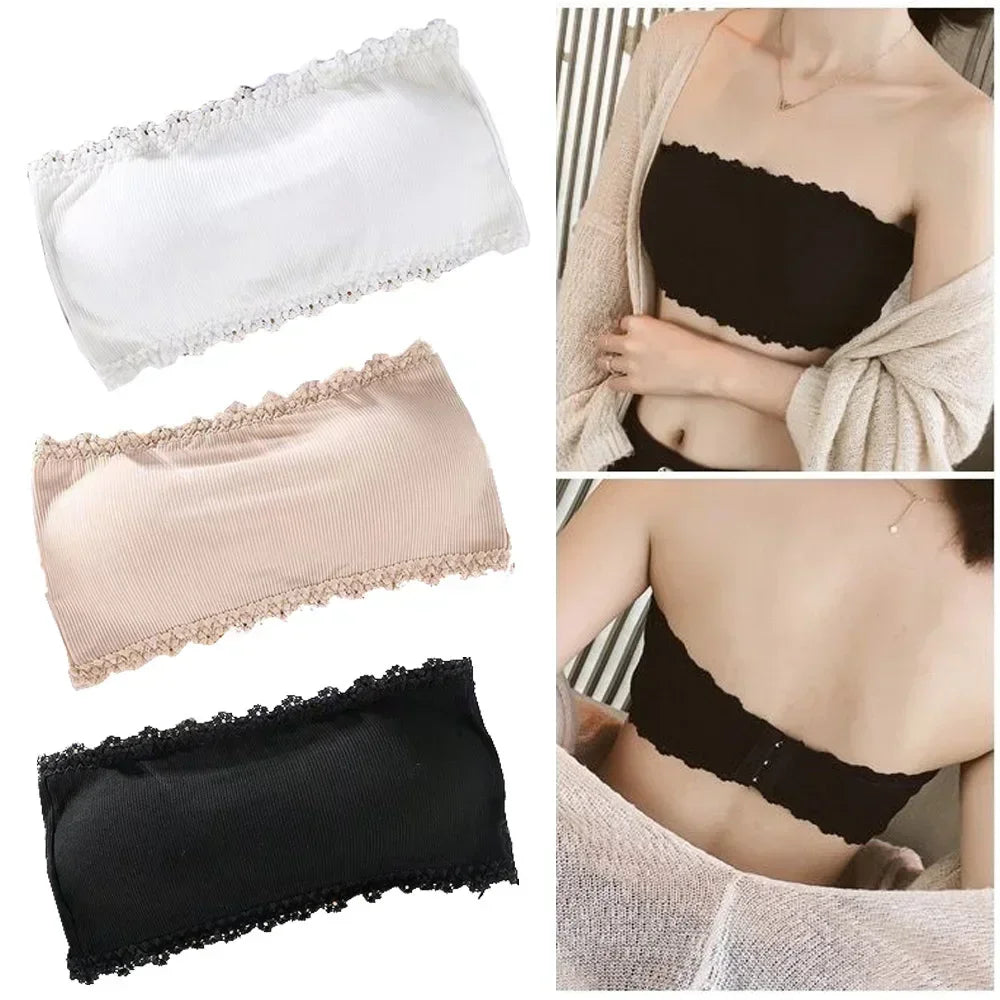 Invisible Strapless Bras Women'S Solid Color Wrapped Chest Sexy Tube Top Underwear Female Beautiful Tank Top Seamless Crop Top