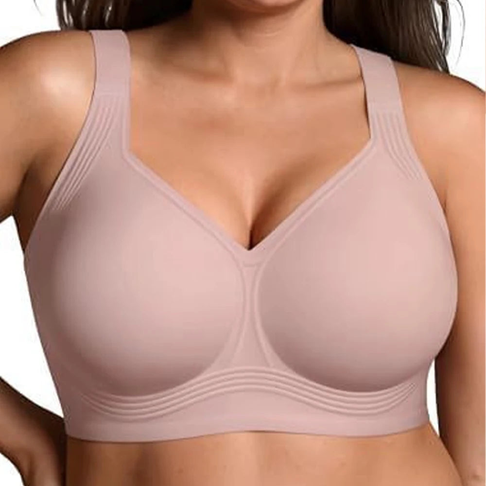 Smoothing Back Bra Supportive Wireless Push Up Bras Full Coverage No Underwire Seamless Bra Plus Size for Elder Women