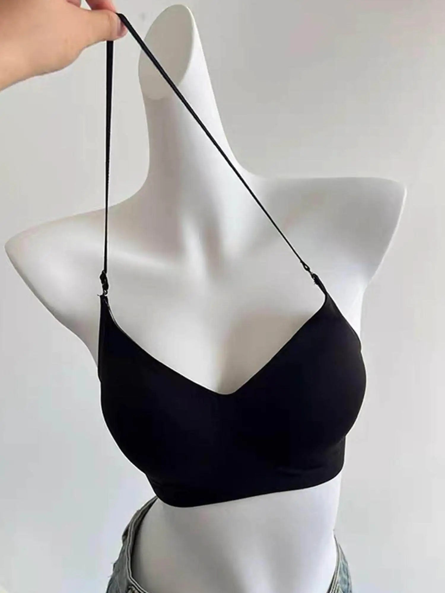 YUQI Push Up Backless Halter Bra Multiway - Seamless U Plunge Cross Front Padded Bra for Small Breast Enhancement ,Sexy Wireless