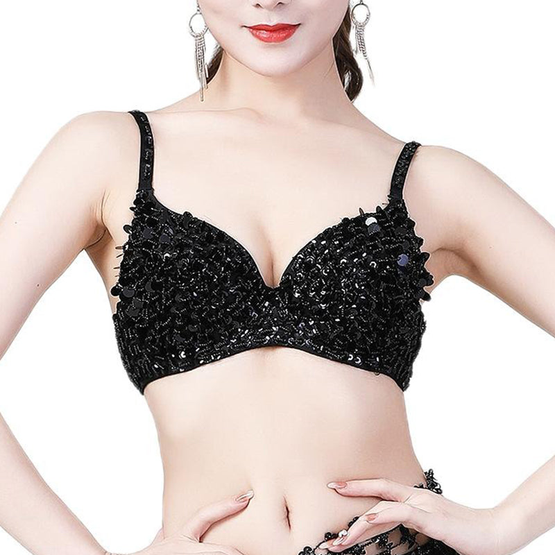 Sexy Bra Women Push Up Luxury Handmade Sequined Bra Lady Silver Punk Style Studded Sponge Bras For Show Party