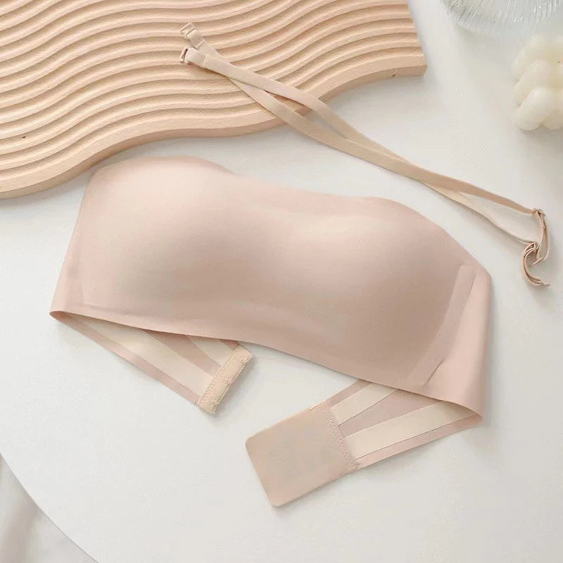 Strapless Bra For Women Outdoor Summer Wear Thin Non-slip Seamless Invisible Chest Tube Shrink Jelly Wrap Bra
